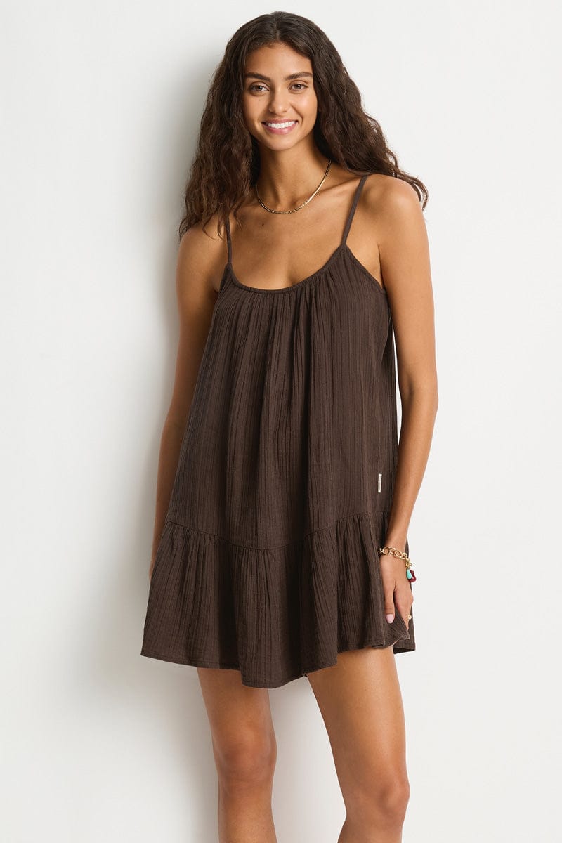 Sea Level Sea Level Sunset Short Sundress - Espresso Sea Level Sunset Short Sundress - Espresso Splash Swimwear Dresses