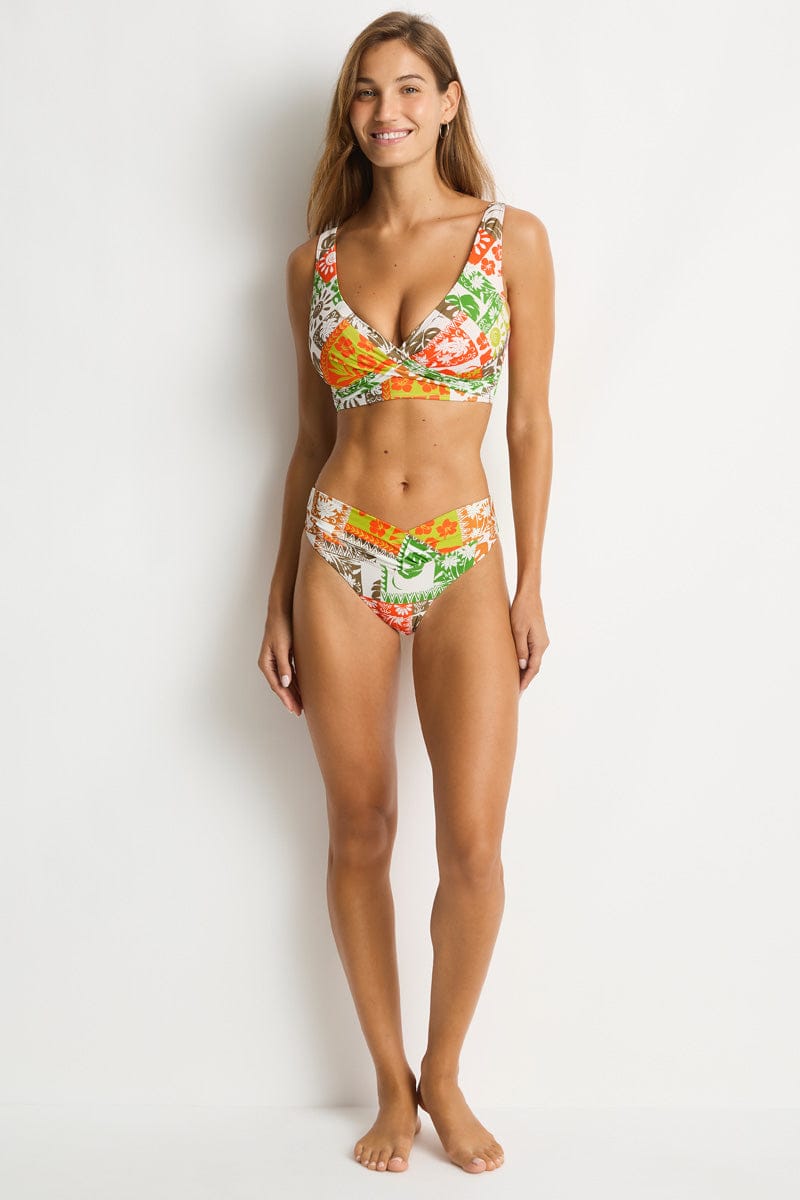 Sea Level Sea Level Tavana Cross Front Multifit Bra Top - Palm Sea Level Tavana Cross Front Multifit Bra Top - Palm Splash Swimwear Bikini Tops
