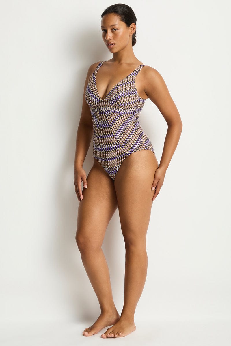 Sea Level Sea Level Tessera Scoop Back Panel Line One Piece - Cocoa Sea Level Tessera Scoop Back Panel Line One Piece - Cocoa Splash Swimwear One Piece