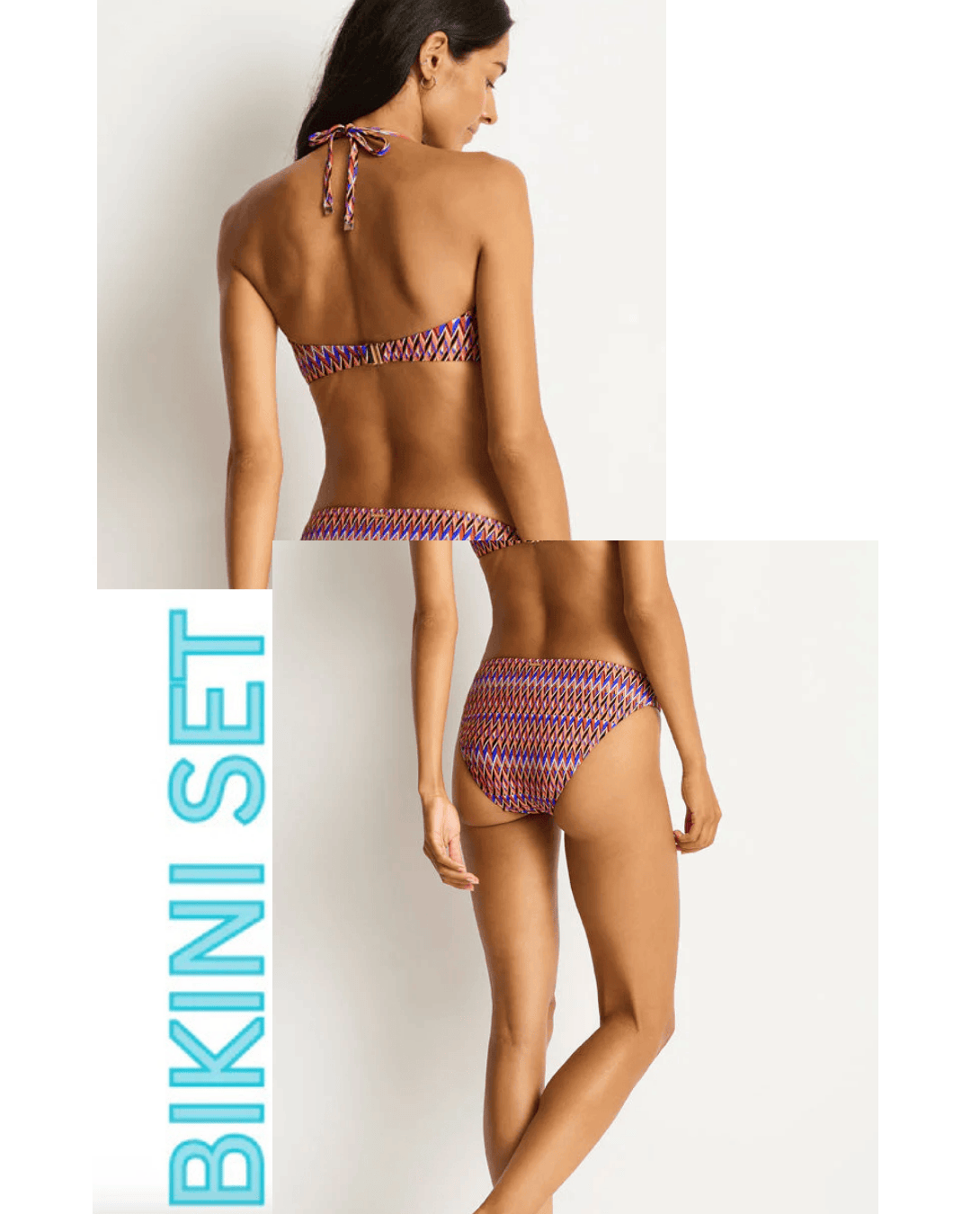 Sea Level Sea Level Tessera U Bar Bandeau & Sporty Mid Pant - Blue Sea Level Tessera U Bar Bandeau & Sporty Mid Pant - Blue Splash Swimwear Bikini Set 16