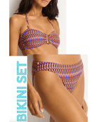 Sea Level Sea Level Tessera U Bar Bandeau & Sporty Mid Pant - Blue Sea Level Tessera U Bar Bandeau & Sporty Mid Pant - Blue Splash Swimwear Bikini Set 16
