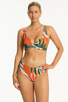 Sea Level Sea Level Tropaluxe Cross Front Multifit Bra Top - Khaki Sea Level Tropaluxe Cross Front Multifit Bra Top - Khaki Splash Swimwear Bikini Tops