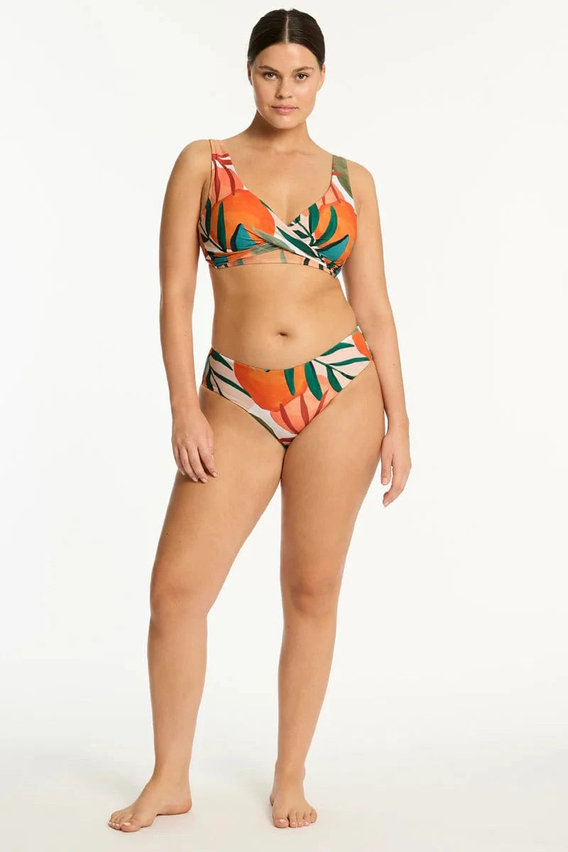 Sea Level Sea Level Tropaluxe Cross Front Multifit Bra Top - Khaki Sea Level Tropaluxe Cross Front Multifit Bra Top - Khaki Splash Swimwear Bikini Tops