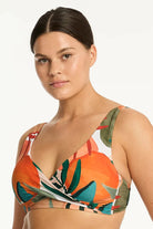 Sea Level Sea Level Tropaluxe Cross Front Multifit Bra Top - Khaki Sea Level Tropaluxe Cross Front Multifit Bra Top - Khaki Splash Swimwear Bikini Tops