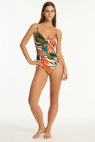 Sea Level Sea Level Tropaluxe Cross Front Scoop Back One Piece - Khaki Sea Level Tropaluxe Cross Front Scoop Back One Piece - Khaki Splash Swimwear One Pieces