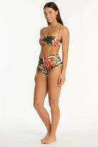 Sea Level Sea Level Tropaluxe High Waist Gathered Side Pant - Khaki Sea Level Tropaluxe High Waist Gathered Side Pant - Khaki Splash Swimwear Bikini Bottoms