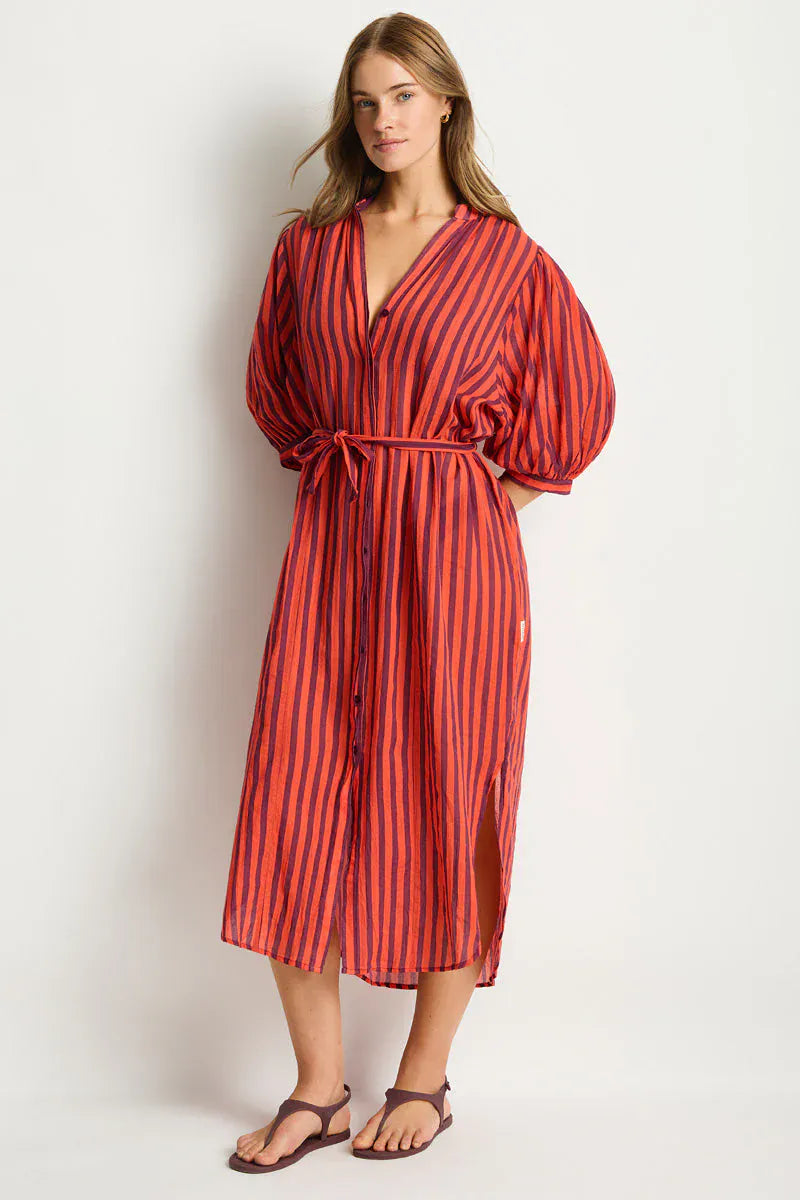Sea Level Sea Level Vacay Boho Long Shirt Dress - Spice Red Sea Level Vacay Boho Long Shirt Dress - Spice Red Splash Swimwear Dress