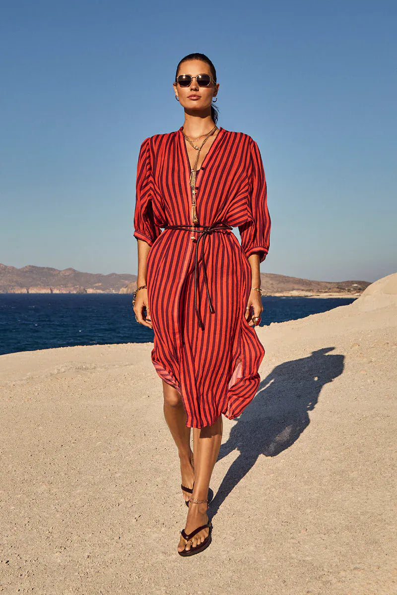 Sea Level Sea Level Vacay Boho Long Shirt Dress - Spice Red Sea Level Vacay Boho Long Shirt Dress - Spice Red Splash Swimwear Dress