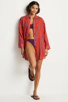 Sea Level Sea Level Vacay Cruise Shirt - Spice Red Sea Level Vacay Cruise Shirt - Spice Red Splash Swimwear Clothing Top
