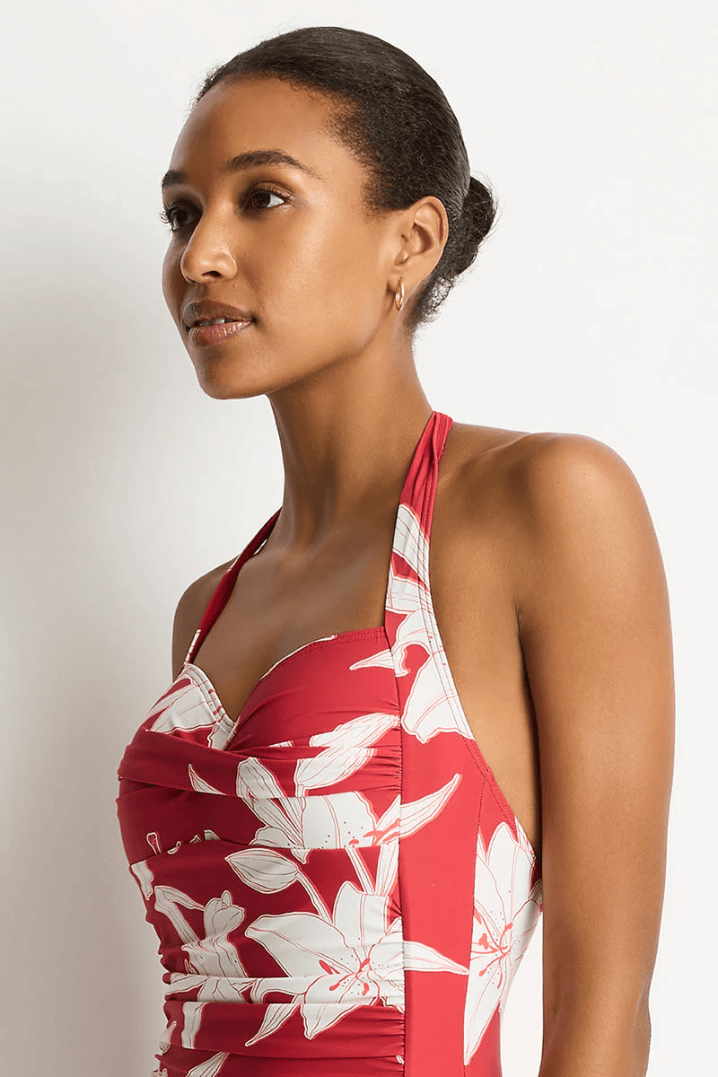 Sea Level Sea Level Veridian Twist Front Halter Multifit One Piece - Ruby Sea Level Veridian Twist Front Halter Multifit One Piece - Ruby Splash Swimwear
