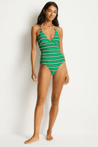 Sea Level Sea Level Voyage Longline Halter One Piece - Kelly Green Sea Level Voyage Longline Halter One Piece - Kelly Green Splash Swimwear