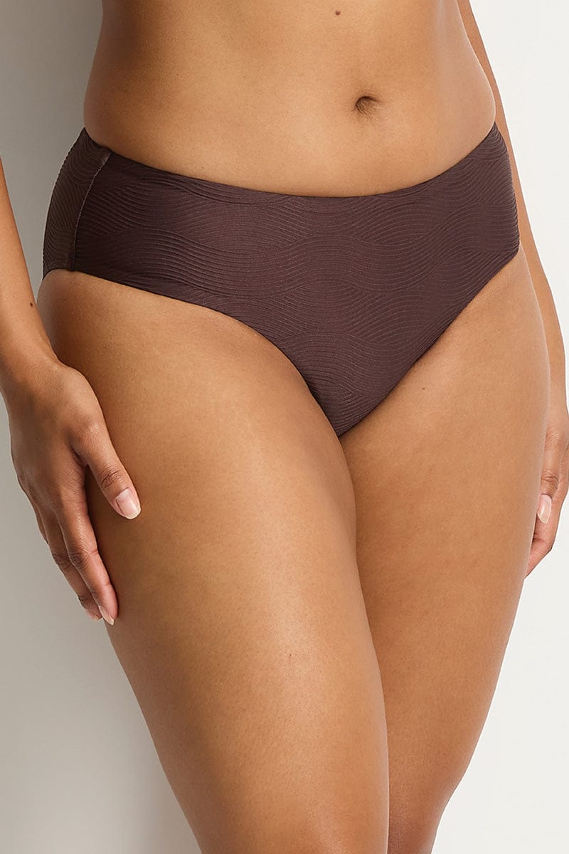 Sea Level Sea Level Zen Mid Bikini Pant - Cocoa Sea Level Zen Mid Bikini Pant Cocoa Splash Swimwear Bikini Bottoms