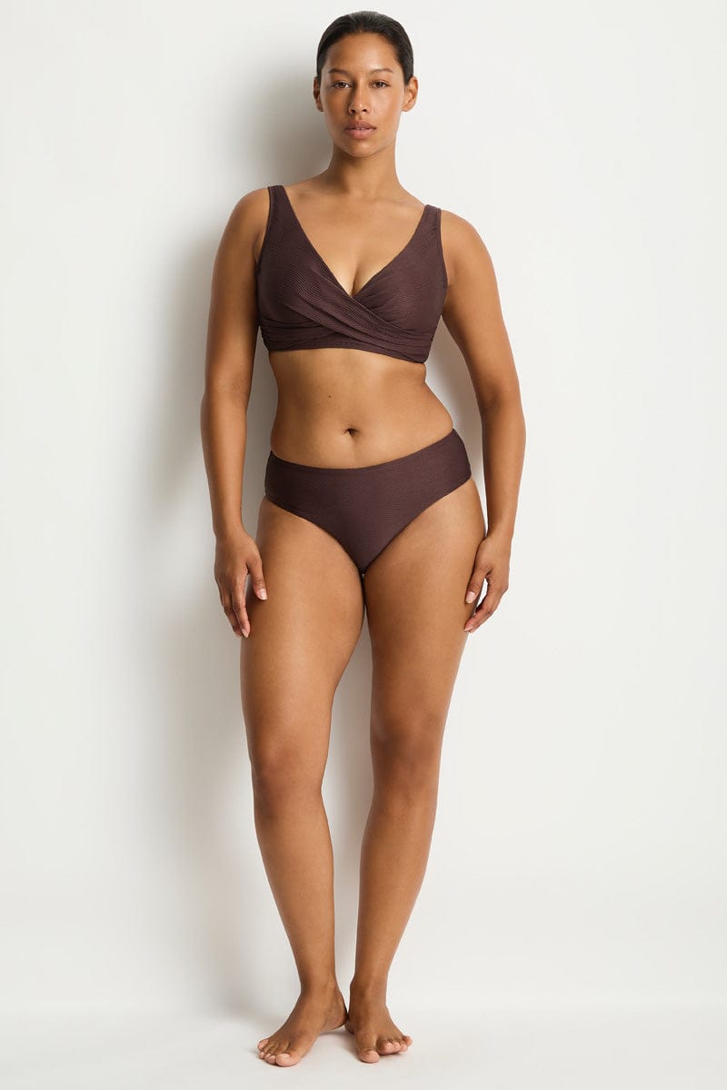 Sea Level Sea Level Zen Mid Bikini Pant - Cocoa Sea Level Zen Mid Bikini Pant Cocoa Splash Swimwear Bikini Bottoms