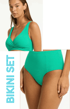 Sea Level Set Sea Level Messina Cross Front Multifit Bra Top & Panelled High Waist Pant Bikini Set - Evergreen Sea Level Messina Cross Front Multifit Bra Top & Panelled High Waist Pant Bikini Set - Evergreen Splash Swimwear Bikini Set AU16/US12 1000028923
