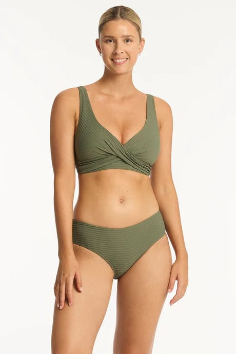 Sea Level Bikini Bottoms Spinnaker Mid Bikini Pant - Khaki