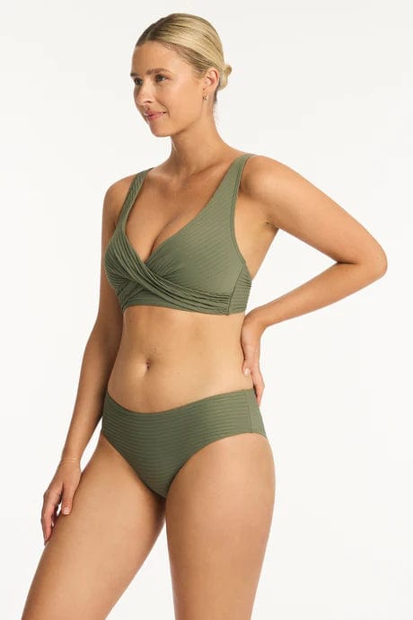 Sea Level Bikini Bottoms Spinnaker Mid Bikini Pant - Khaki