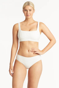 Sea Level Spinnaker Mid Bikini Pant - White Splash Swimwear Bikini Bottoms