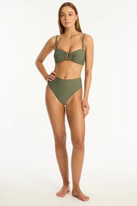 Sea Level Bikini Bottoms Spinnaker Retro High Waist Pant - Khaki