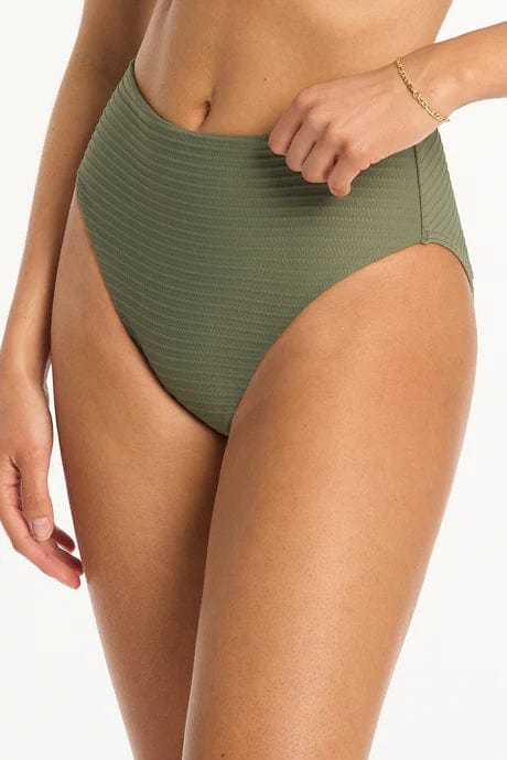 Sea Level Bikini Bottoms Spinnaker Retro High Waist Pant - Khaki