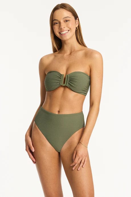 Sea Level Bikini Bottoms Spinnaker Retro High Waist Pant - Khaki