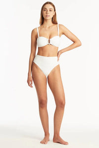 Sea Level Spinnaker Retro High Waist Pant - White Splash Swimwear Bikini Bottoms