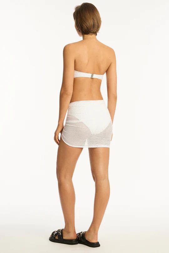 Sea Level Surf Mesh Drawstring Mini Skirt Splash Swimwear