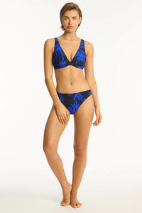 Sea Level Tradewind Longline Underwire Bra Sea Level Tradewind Twist Front Multifit Singlet Top - Cobalt Splash Swimwear Bikini Tops