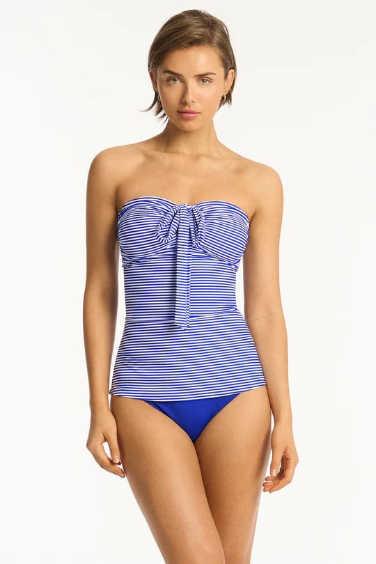 Sea Level Varsity Halter Bandeau Singlet Top - Cobalt Splash Swimwear