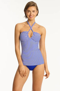 Sea Level Varsity Halter Bandeau Singlet Top - Cobalt Splash Swimwear