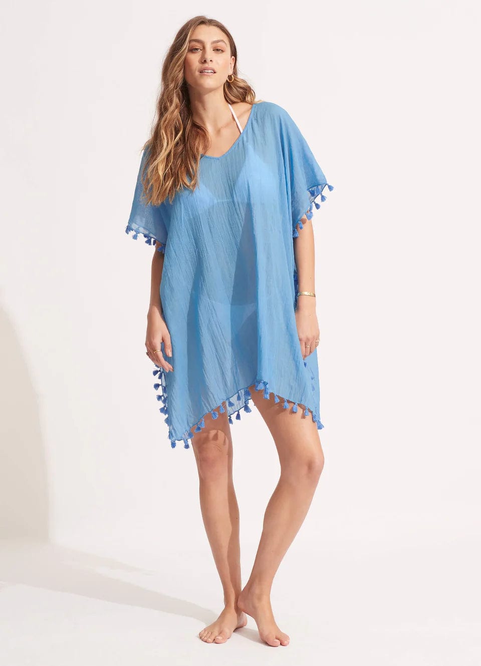 Seafolly Amnesia Kaftan - Azure 52162 Shop Amnesia Kaftan - Azure by Seafolly | Australian Swimwear Brands | Splash Swimwear Splash Swimwear Kaftans O/S 9349623093633