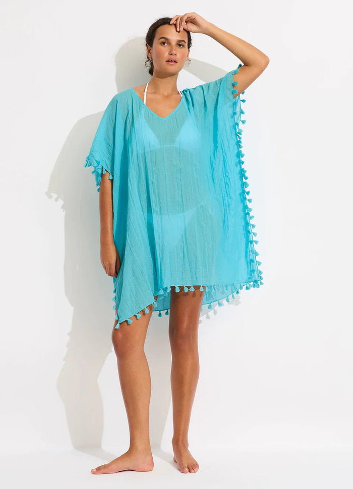 Seafolly Amnesia Kaftan 52162 Splash Swimwear Kaftans & Cover Ups O/S / Atoll Blue 9349623183570