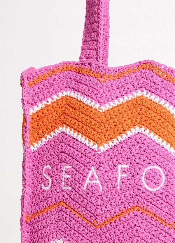 Beach Bazaar Crochet Tote Bag - Hot Pink - Seafolly - Splash Swimwear  - bags, beach bags, May24, seafolly, tote, Womens - Splash Swimwear 