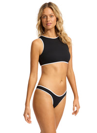 Seafolly Beach Bound Scoop High Cut Rio Splash Swimwear Bikini Bottoms