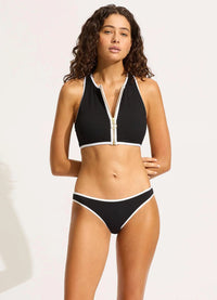 Seafolly Beach Bound Zip Front Tank Top - Black Beach Bound Zip Front Tank Top - Black Splash Swimwear Bikini Tops