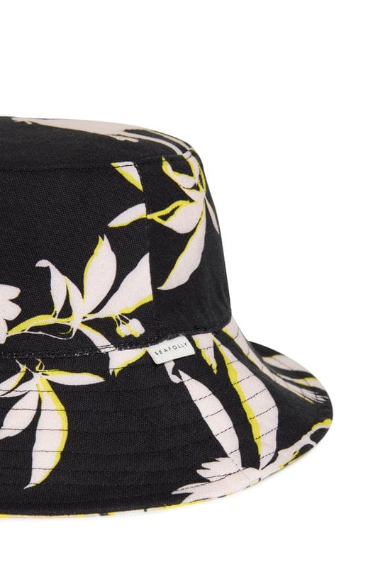 Seafolly Birds of Paradise Bucket Hat - Black 72003-HT Splash Swimwear Hats 9349623183716