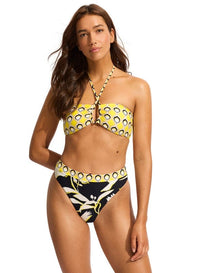 Seafolly Birds Of Paradise High Rise Pant 40473-102 Splash Swimwear Bikini Bottoms Black / 8 9349623248910