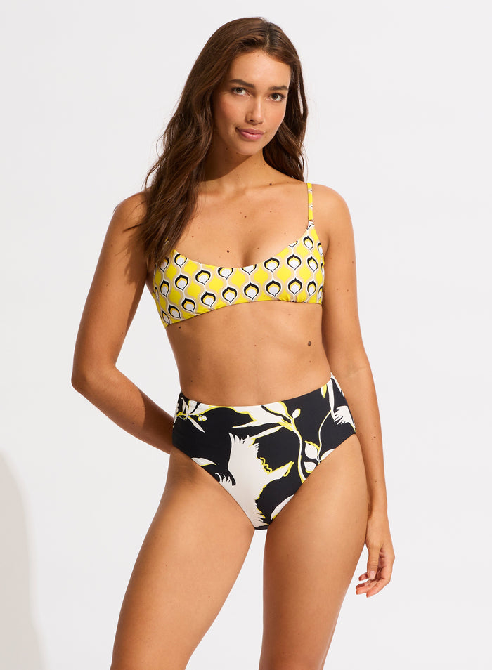 Birds Of Paradise High Waisted Pant - Black - Seafolly - Splash Swimwear  - bikini bottoms, Oct23, Seafolly, Womens, womens swim - Splash Swimwear 