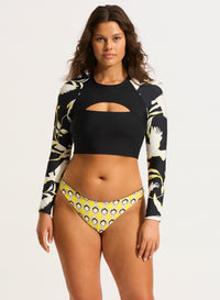 Seafolly Birds Of Paradise Reversible High Cut Pant - Black Splash Swimwear Bikini Bottoms