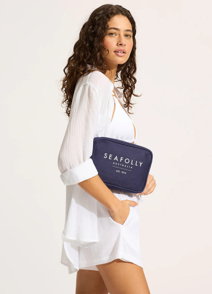 Seafolly Carried Away Canvas Pouch Bag - True Navy 72136-BG Seafolly Carried Away Canvas Pouch Bag - True Navy Splash Swimwear Bags O/S 9360519070873