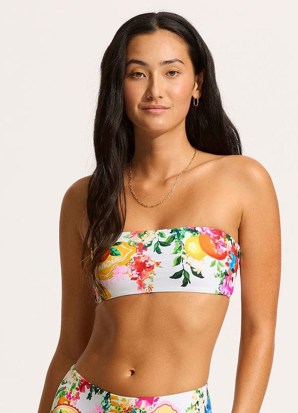 Seafolly Ciao Bella Bandeau Bikini Top - White Seafolly Ciao Bella Bandeau Bikini Top - White Splash Swimwear Bikini Tops