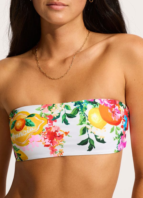 Seafolly Ciao Bella Bandeau Bikini Top - White Seafolly Ciao Bella Bandeau Bikini Top - White Splash Swimwear Bikini Tops