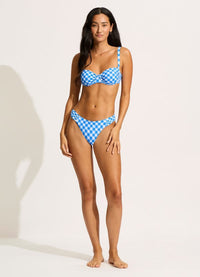 Seafolly Bikini Tops Ciao Bella Check Ruched Underwire Bikini Top - Azure Seafolly Ciao Bella Check Ruched Underwire Bikini Top - Azure