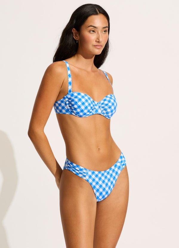 Seafolly Ciao Bella Check Ruched Underwire Bikini Top - Azure Seafolly Ciao Bella Check Ruched Underwire Bikini Top - Azure Splash Swimwear Bikini Tops