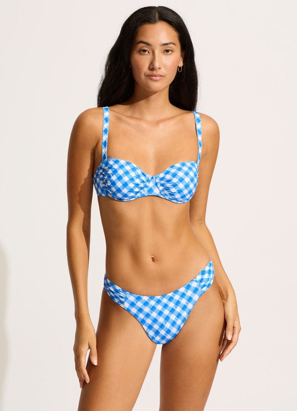 Seafolly Ciao Bella Check Ruched Underwire Bikini Top - Azure Seafolly Ciao Bella Check Ruched Underwire Bikini Top - Azure Splash Swimwear Bikini Tops