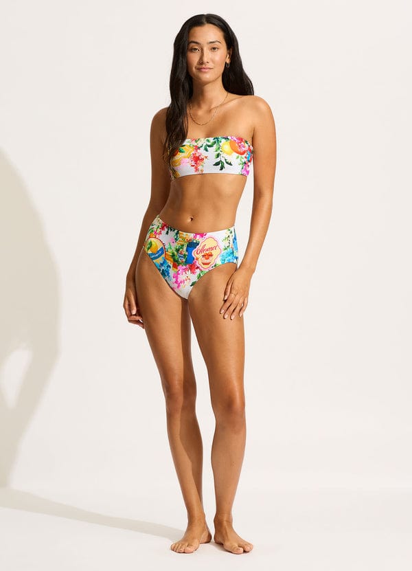 Ciao Bella High Waisted Bikini Bottom - White - Seafolly - Splash Swimwear  - bikini bottoms, May24, new arrivals, Seafolly, Womens, womens swim - Splash Swimwear 