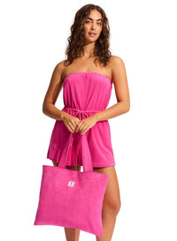 Seafolly Coco Beach Terry Tote - Fuchsia Rose 71969-BG Shop Seafolly Coco Beach Terry Tote in Fuchsia Rose | Australian Swimwear Brands at Splash Swimwear Splash Swimwear Bags O/S 9349623111474