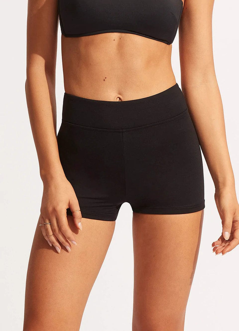 Seafolly Collective Boyleg Pant - Black Splash Swimwear Bikini Bottoms