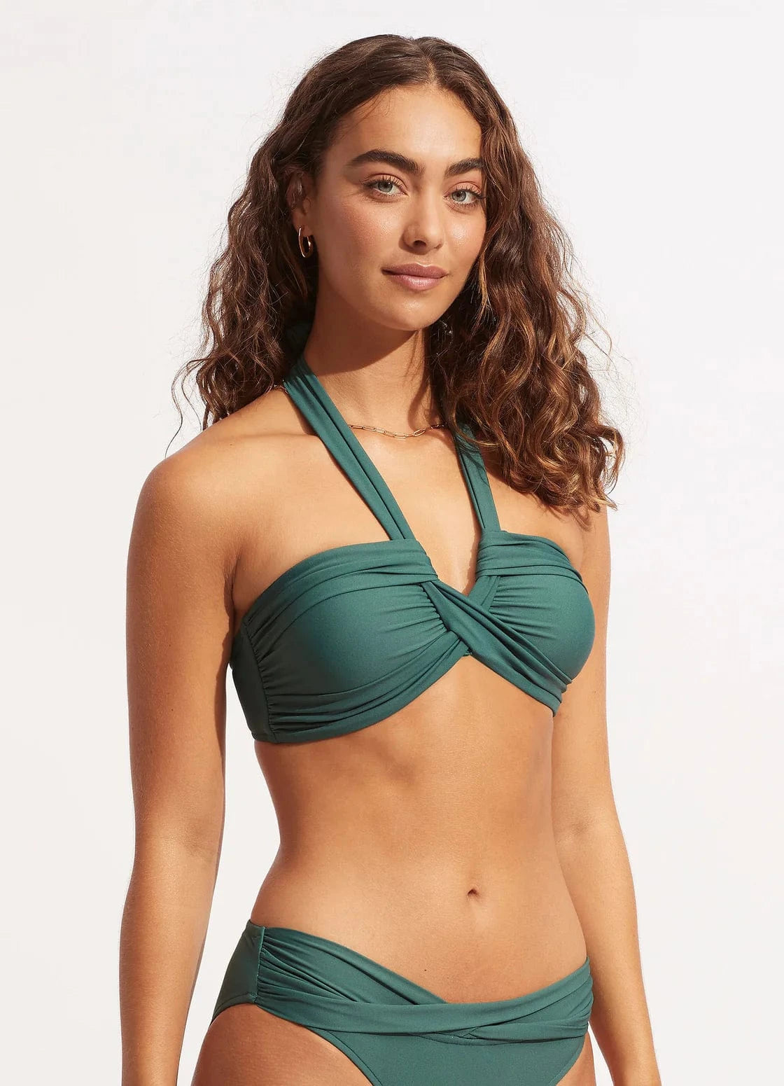 Seafolly Collective Halter Bandeau - Evergreen Seafolly Collective Halter Bandeau - Evergreen Splash Swimwear