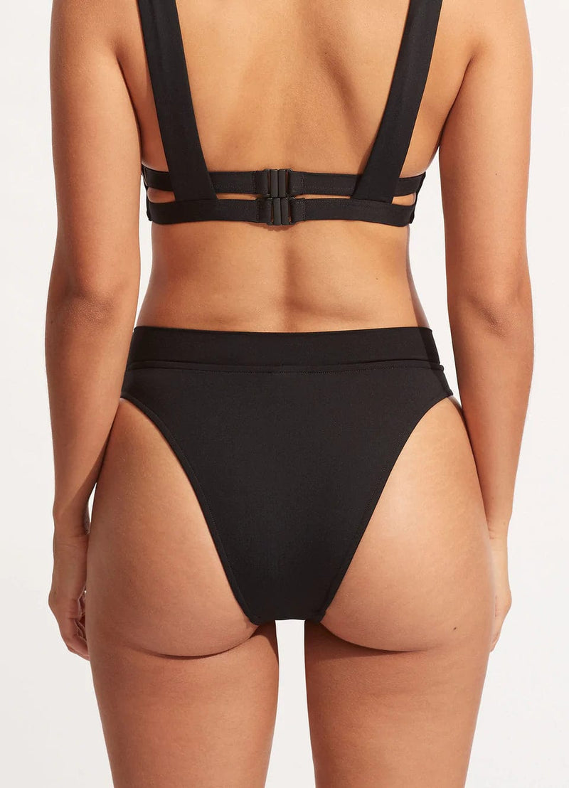 Seafolly Collective High Rise Pant - Black Splash Swimwear Bikini Bottoms