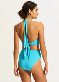 Collective High Waist Wrap Front Pant - Atoll Blue - Seafolly - Splash Swimwear  - bikini bottoms, Nov23, Seafolly, Womens, womens swim - Splash Swimwear 